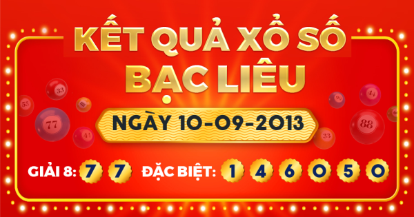 Kết quả xổ số Bạc Liêu ngày 10/9/2013
