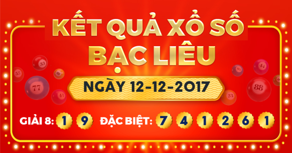 Kết quả xổ số Bạc Liêu ngày 12/12/2017