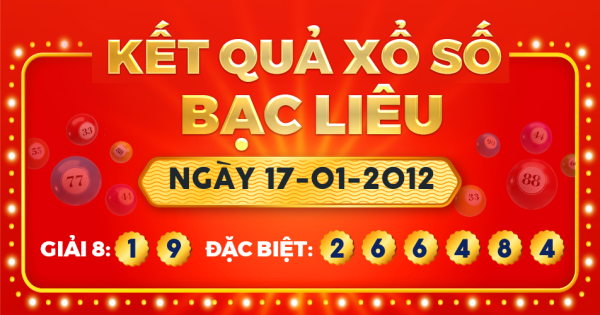Kết quả xổ số Bạc Liêu ngày 17/1/2012