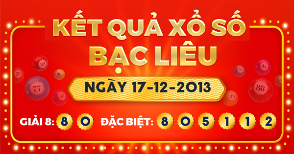 Kết quả xổ số Bạc Liêu ngày 17/12/2013