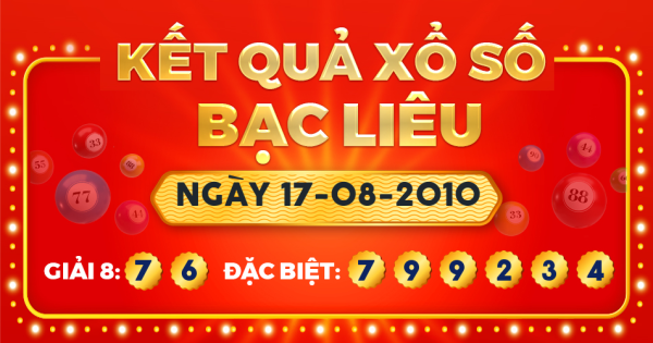 Kết quả xổ số Bạc Liêu ngày 17/8/2010