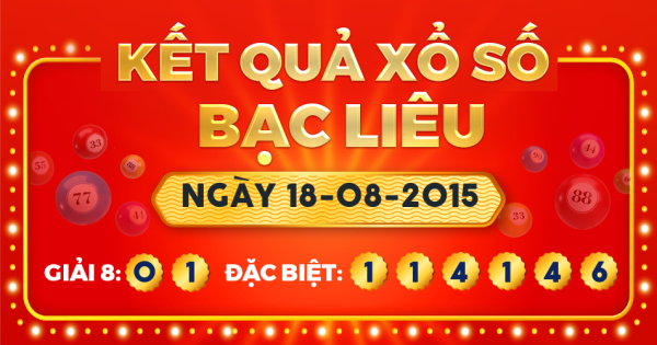 Kết quả xổ số Bạc Liêu ngày 18/8/2015
