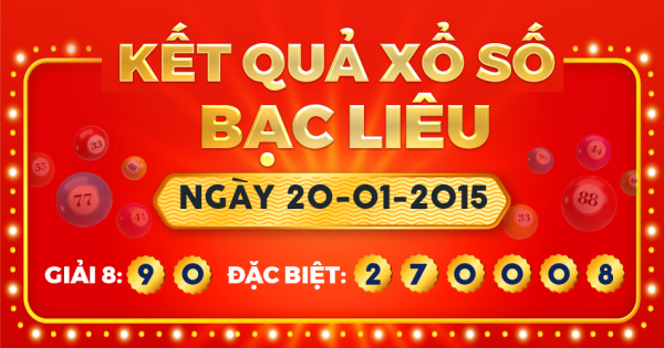 Kết quả xổ số Bạc Liêu ngày 20/1/2015