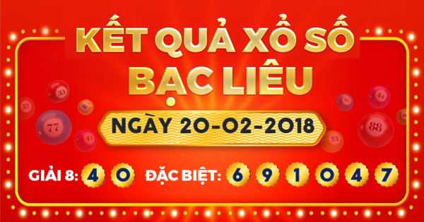 Kết quả xổ số Bạc Liêu ngày 20/2/2018