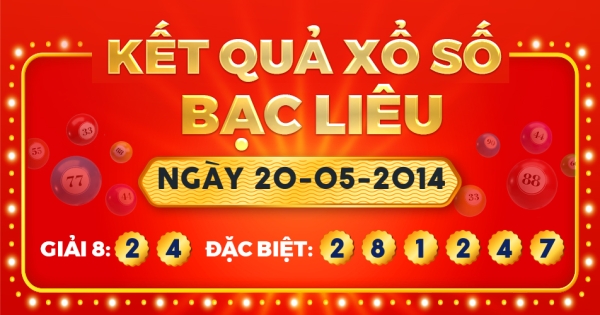 Kết quả xổ số Bạc Liêu ngày 20/5/2014