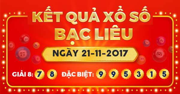 Kết quả xổ số Bạc Liêu ngày 21/11/2017