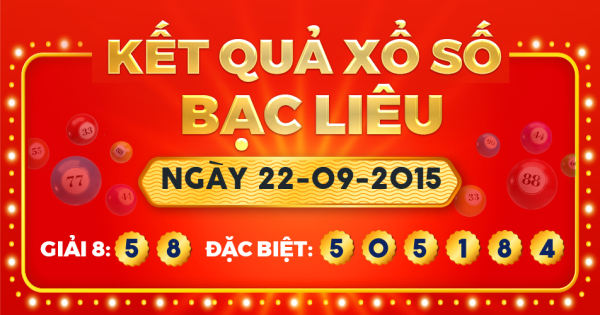 Kết quả xổ số Bạc Liêu ngày 22/9/2015