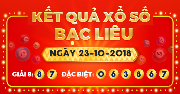 Kết quả xổ số Bạc Liêu ngày 23/10/2018