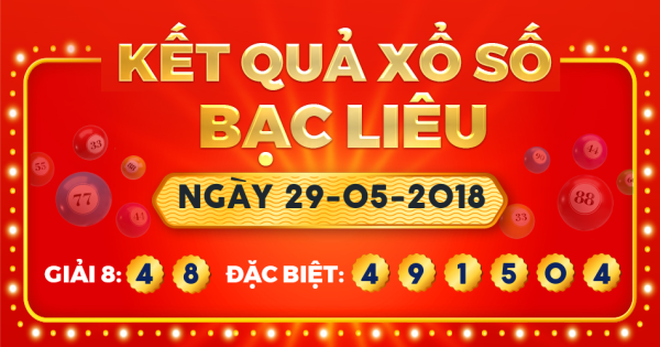 Kết quả xổ số Bạc Liêu ngày 29/5/2018