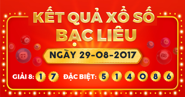 Kết quả xổ số Bạc Liêu ngày 29/8/2017