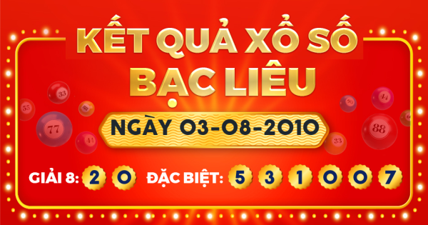 Kết quả xổ số Bạc Liêu ngày 3/8/2010