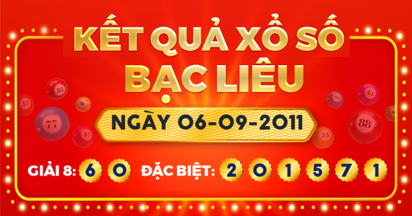 Kết quả xổ số Bạc Liêu ngày 6/9/2011